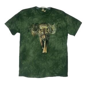 The Mountain Graphic Tee Green Stone Wash Tigers Graphic‎ T-Shirt Size Medium